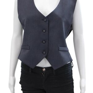 TWP Stylish Navy Button-Up Vest